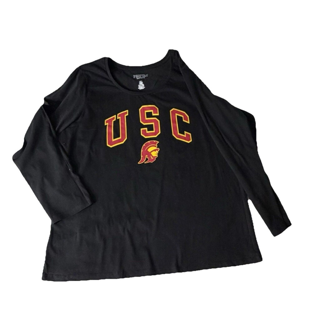 USC Trojans Womens 2XL Black 3/4 Sleeve Shirt Stretch NCAA College Top Plus Size
